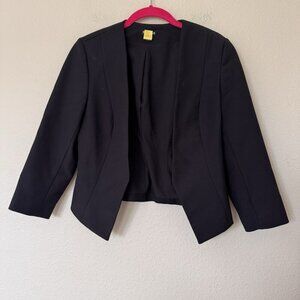 Express Womens Blazer Black 3/4 Sleeve Open Front Dress Jacket Shrug Size 2